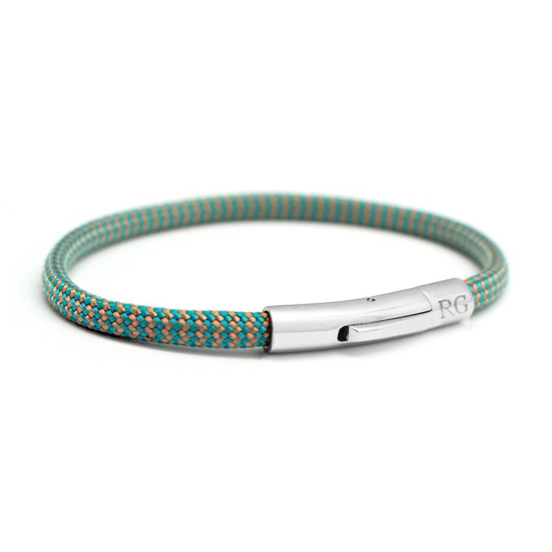 Bracelet cordon personnalisé aquamarine