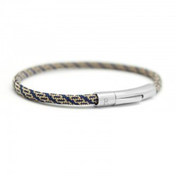 Bracelet cordon personnalisé bleu et beige
