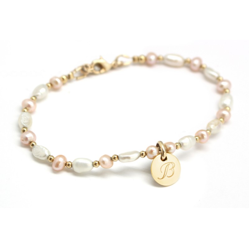 Bracelet perles à personnaliser plaqué or