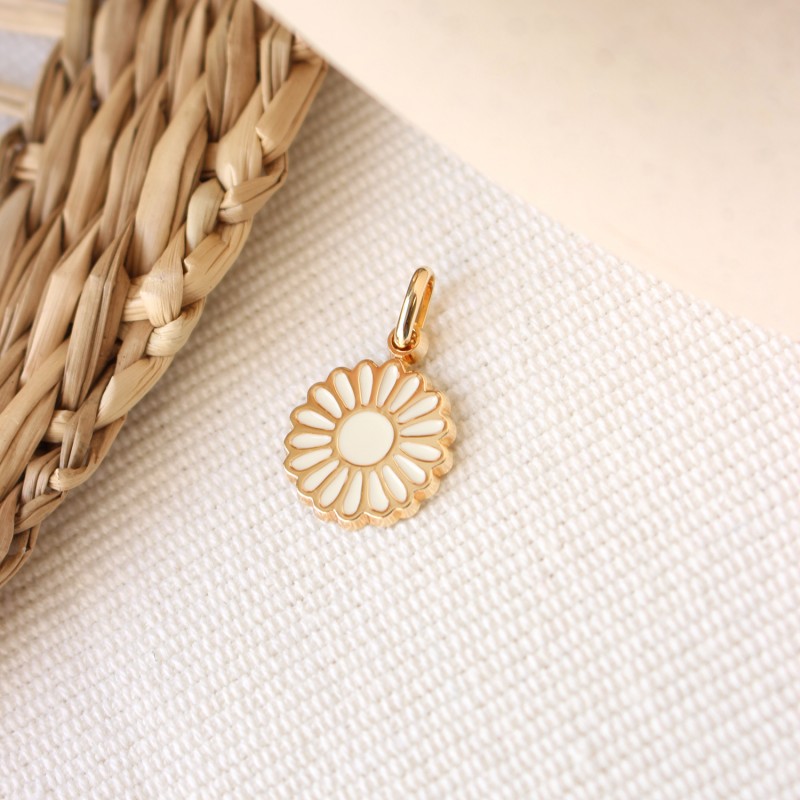 Pendentif Fleur En Or Plaqué 18 Carats 750/000 - Marque Bijouxia - Neuf Avec étiquettes