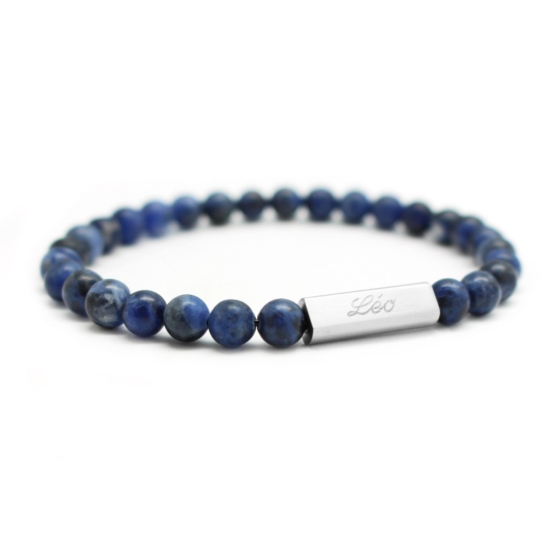 Bracelet Perles Quartz Bleu - Fait Main, Taille Sur Mesure - Pour Homme, Femme Ou Enfant