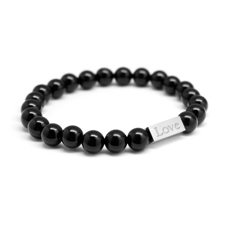 Bracelet perles personnalisé agates noires