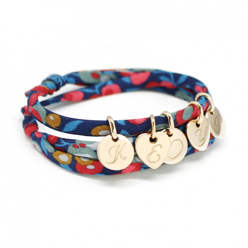 Bracelet cordon liberty - minis charms - Plaqué or