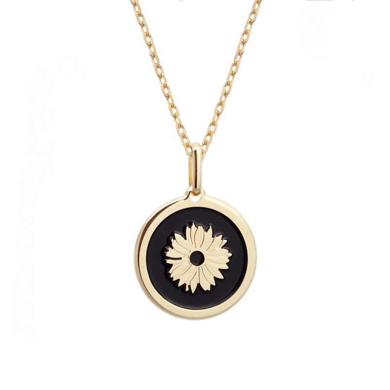 médaille fleur personnalisé plaqué or