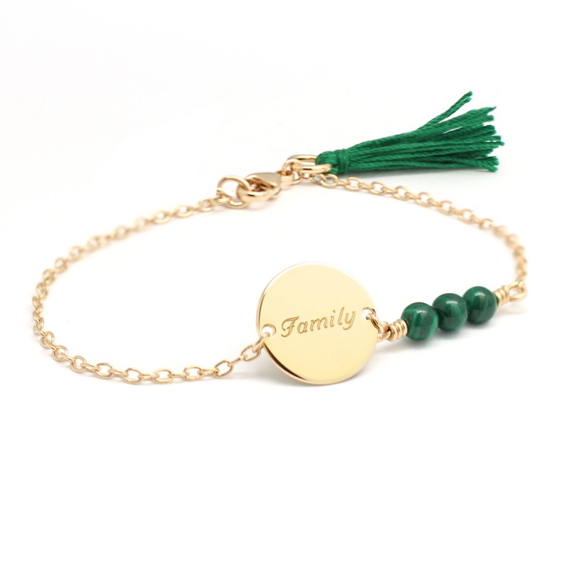bracelet chaine perles et pompon personnalisé