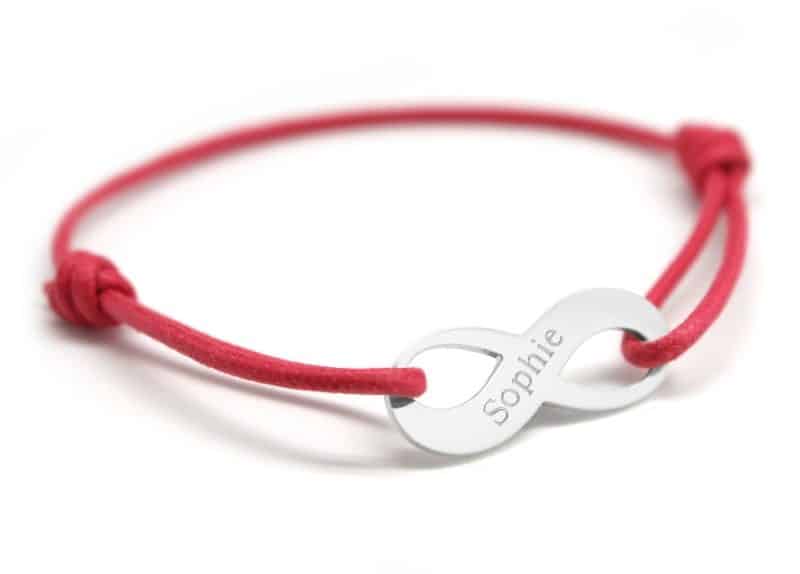 bracelet rouge homme sur cordon personnalisable avec gravure