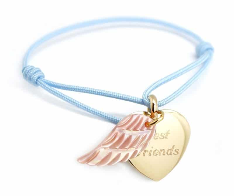 Bracelet coeur gravé Best Friends sur cordon
