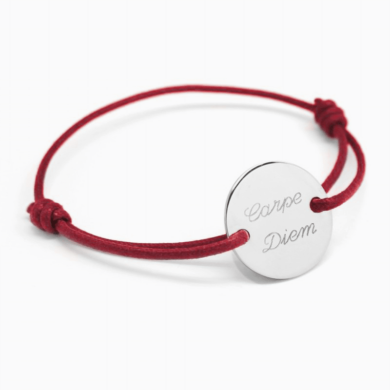bracelet cordon rouge homme personnalisable avec gravure