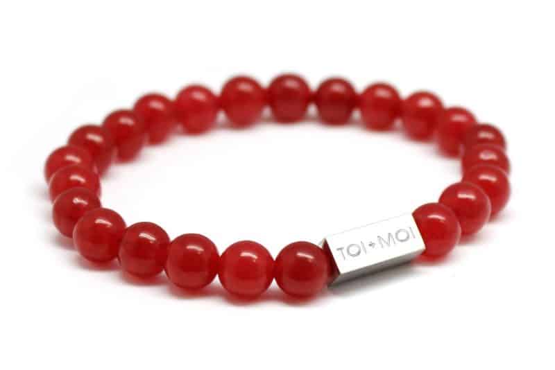 bracelet perle rouge homme personnalisable avec gravure