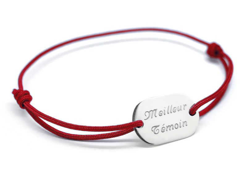 bracelet cordon rouge hommes personnalisable avec gravure