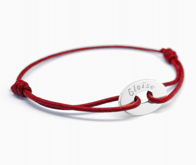 bracelet rouge homme sur cordon personnalisable avec gravure